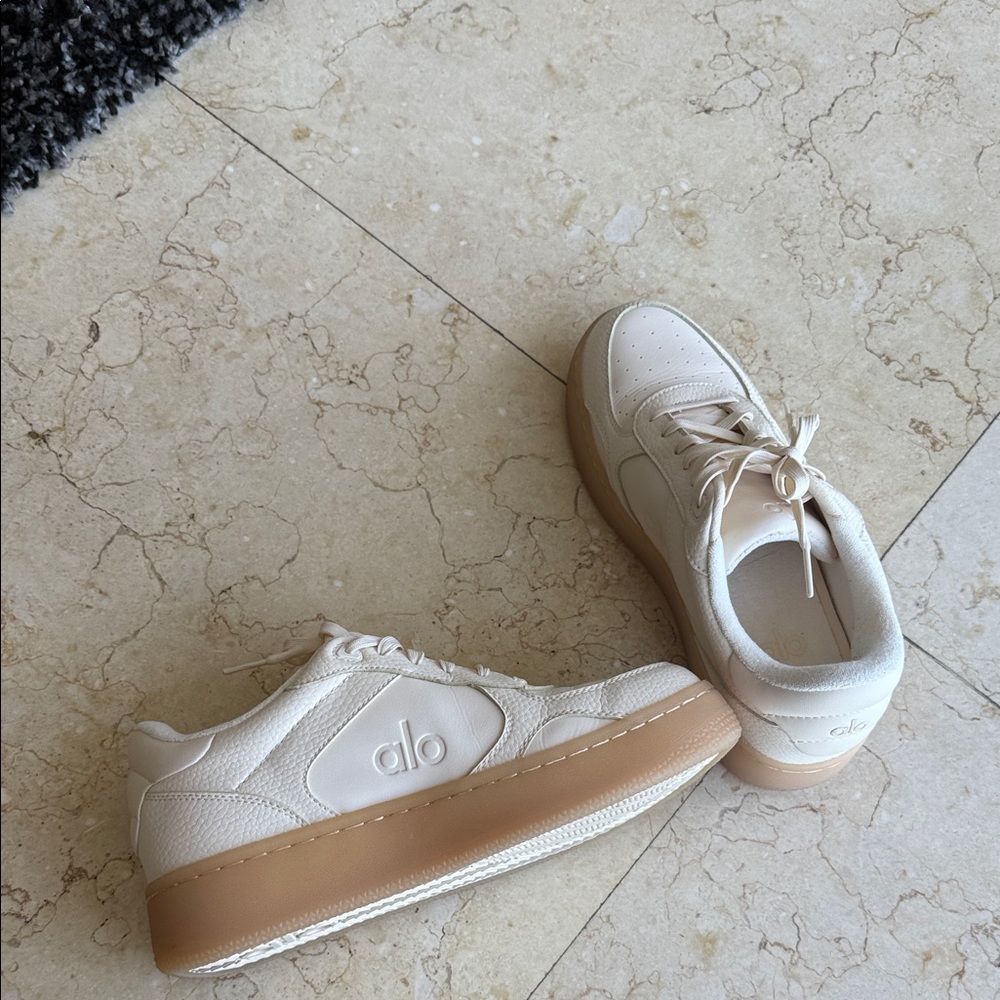 ALO Yoga Cream and Tan Sneakers